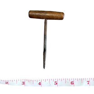 Antique Shoemakers Pegging Awl Primitive Leather Working Tool Wooden Handle